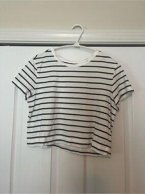 GAP Vintage Tee Cropped - White/Black Stripe